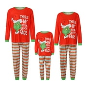 CAITZR Cute Cartoon Pajamas - Family Christmas Pajamas Set, Green Cute Cartoon Print