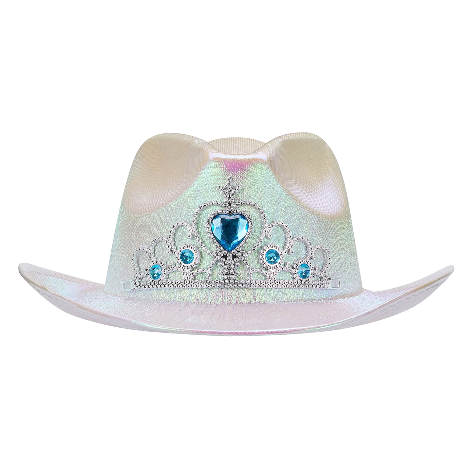 CAITZR White Cowgirl Hat Sequin Stars/Rhinestone Crown Cowboy Hat