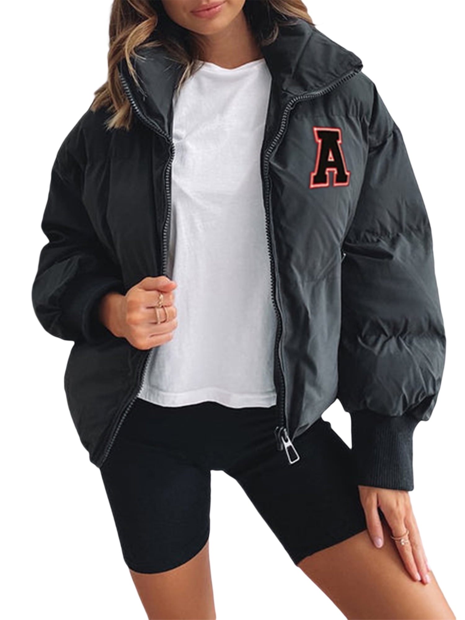 CAITZR Women's Oversized Lightweight Down Coat Long Sleeve Zip Packable