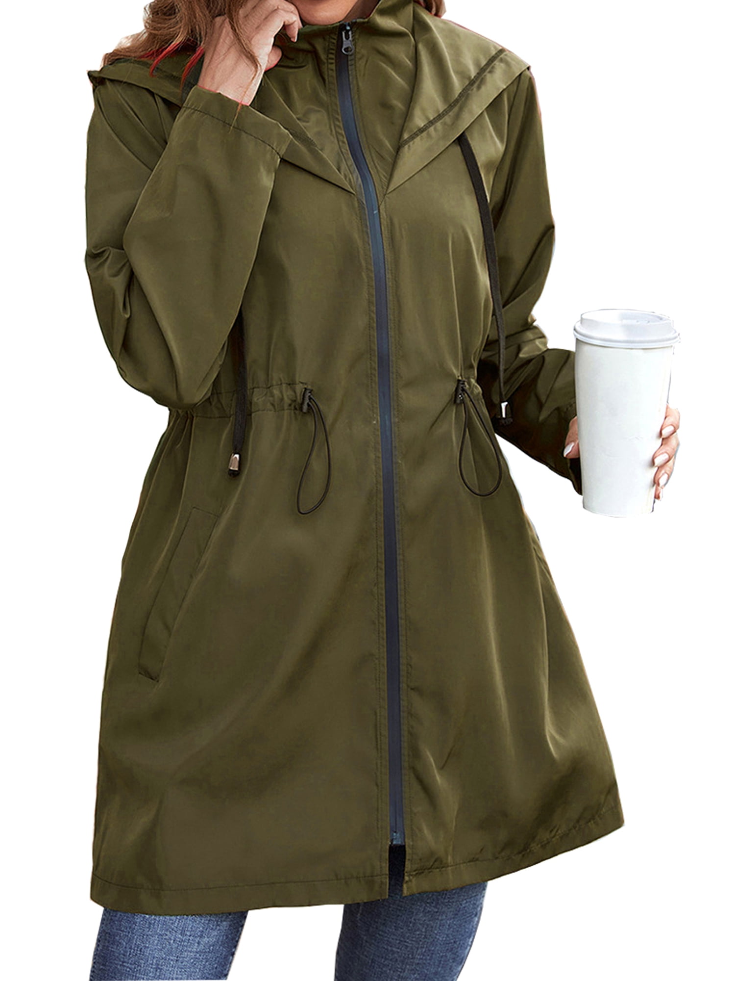 CAITZR Womens Military Anorak Jackets Safari Utility Zip Up Lightweight