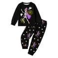 thumbnail image 1 of CAIVO 2 Piece Pajama Set Cozy Halloween Themed Kids Sleepwear With Witch Skeleton Print O-Neck Long Sleeve Tops And Pants Girls And Boys, 1 of 6