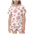 thumbnail image 1 of CAIVO 2 Piece Pajama Sets Children's Short Sleeve Lapel Button Down Shirts Tops With Shorts Set Christmas With Pockets Loungewear, 1 of 6