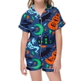 thumbnail image 1 of CAIVO 2 Piece Pajama Sets Girls Lapel Short Sleeve Button Down Shirt With Shorts Casual Loungewear Sleepwear For Kids Soft Breathable Summer Nightclothes Homewear, 1 of 4