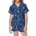 thumbnail image 1 of CAIVO 2 Piece Pajama Sets Girls Lapel Short Sleeve Button Down Shirt With Shorts Casual Loungewear Sleepwear For Kids Soft Breathable Summer Nightclothes Pjs, 1 of 4