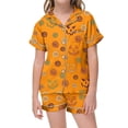 thumbnail image 1 of CAIVO 2 Piece Pajama Sets Girls Lapel Short Sleeve Button Down Shirt With Shorts Casual Loungewear Sleepwear For Kids Soft Breathable Summer Nightclothes Pyjamas, 1 of 4