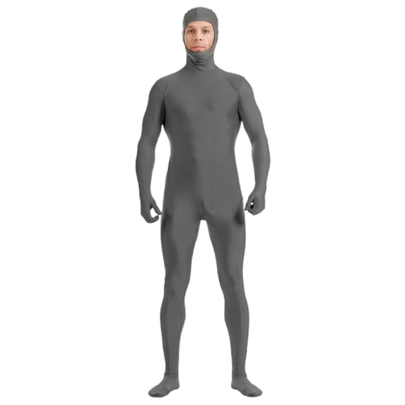 CAIVO Adult Open Face Full Body Zentai Bodysuit, Long Sleeve Hand Foot Integrated Skin Suit, Stretch Unitard for Halloween Stage Performance