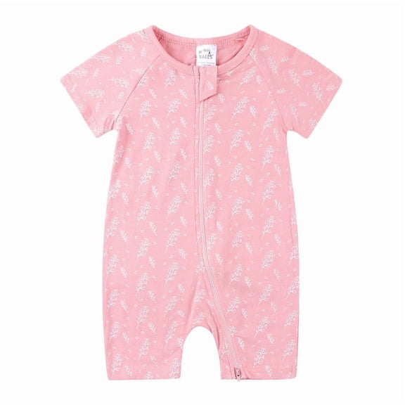 CAIVO Baby Boys Print Romper Short Sleeve Two Way Zipper Jumpsuit Bodysuit Summer Soft Playwear Cute Kids Onesie