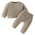 thumbnail image 1 of CAIVO Baby Fall Solid Color Long Sleeve Sweatshirt Tops Pants Sets Winter Outfits Sets Clothes For Boys Girls Versatile Toddler Child Daily Wear Trousers, 1 of 8