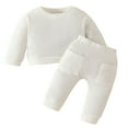 thumbnail image 1 of CAIVO Baby Fall Solid Color Long Sleeve Sweatshirt Tops Pants Sets Winter Outfits Sets Clothes For Boys Girls Soft Toddler Child Daily Wear Trousers, 1 of 4