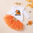thumbnail image 1 of CAIVO Baby Girls Halloween Outfit Sets Pumpkin Witch Print Long Sleeve O-Neck Romper Orange Tutu Bodysuit Clothing Set, 1 of 5