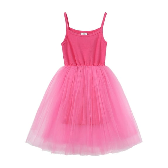 CAIVO Baby Girls Tutu Dress Toddler Cotton Tutu Dress Tulle Dresses Girl Sleeveless Princess Blue Spaghetti Solid Color Dress Soft Child Daily Wear