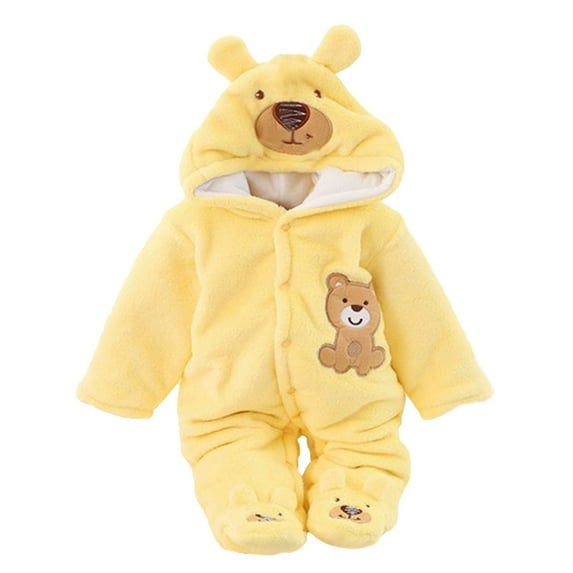CAIVO Baby Jumpsuit Footie Hooded Thicken Winter Bunting Outwear Snowsuit Pajamas For Girls Boys Breathable Toddler Child Daily Wear