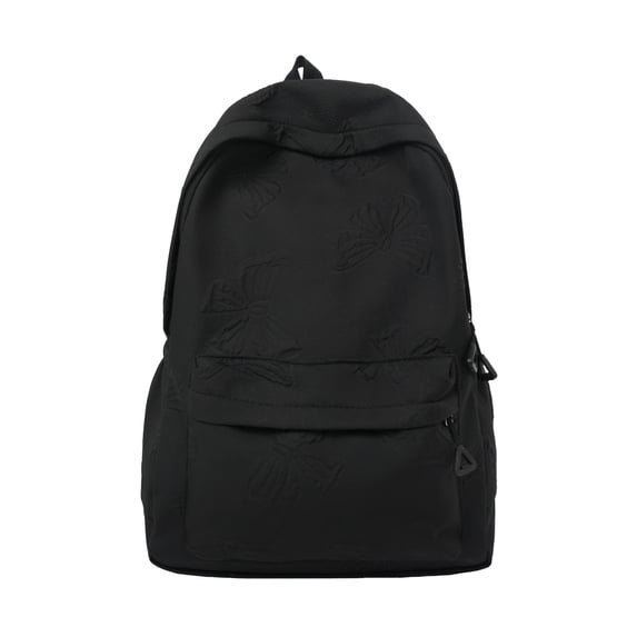 CAIVO Black Embossed Bowknot Backpack, Cute Textured Bow Pattern School Bookbag, Lightweight Casual Daypack for Girls Student Travel