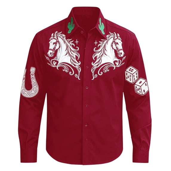 CAIVO Boys Blouse Western Cowboy Long Sleeve Shirt Classic Frontier Button Down Denim Style Casual Tops Turndown Collar Summer Classic Tops
