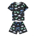 thumbnail image 1 of CAIVO Boys Cartoon Sleepwear Set Graphic O-Neck Short Sleeve Tops And Dinosaur Print Elastic-Waist Shorts, Casual Home Kids 2 Piece Pajama Set, 1 of 2