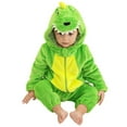 thumbnail image 1 of CAIVO Boys Dinosaur Romper Long Sleeve Jumpsuit Onesie Hood Soft Flannel Baby Performance Outfits Kids Holiday One-Pieces Solid Color, 1 of 5