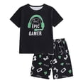 thumbnail image 1 of CAIVO Boys Gaming-Theme Sleepwear Set Graphic O-Neck Short Sleeve Tops And Game Print Elastic-Waist Shorts, Casual Home Kids 2 Piece Pajama Set, 1 of 2