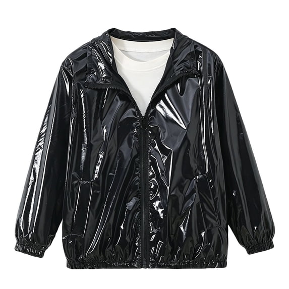 CAIVO Boys Girls Autumn Zip Up Collared Casual Jacket Fashion Outerwear Coats Long Sleeve Trendy Dailywear