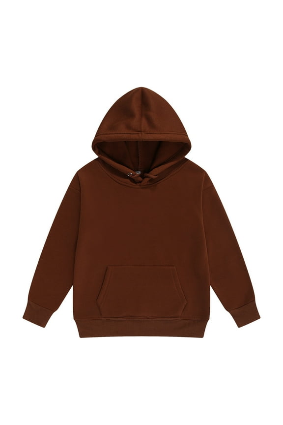 Boys Girls Toddler Pullover Long Sleeve Hoodie Solid Color Tops Sweatshirts Fashionable Child Daily Wear