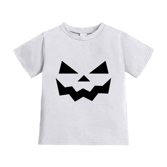 CAIVO Boys Halloween Pumpkin Face Print T-Shirt Short Sleeve Kids Tee Tops Party O-Neck T Shirts