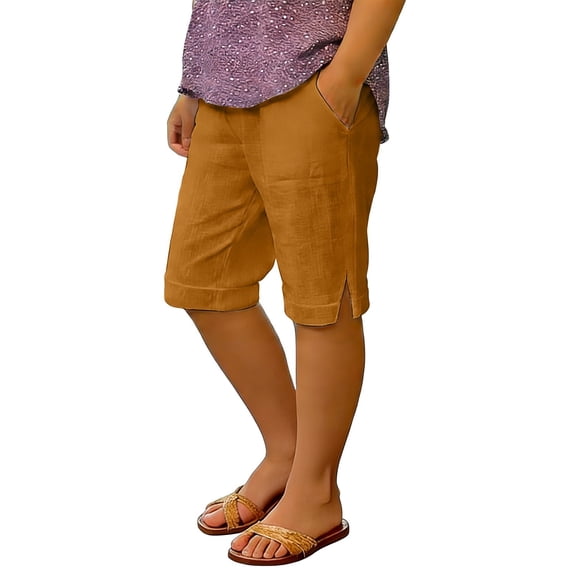 CAIVO Boys Linen Shorts Preppy Knee Length Casual Pants Teen Boy Loose Adjustable Beach Lightweight Summer Child Breathable Comfort