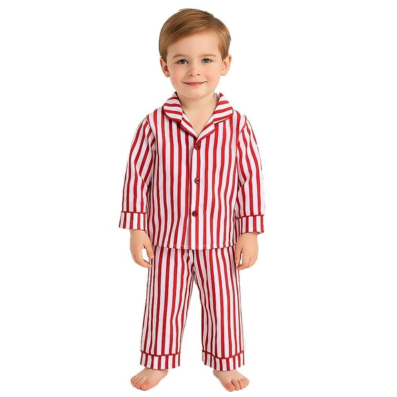 CAIVO Boys Long Sleeve Pajama Two Piece Tops Pants Striped Sleepwear Kids Comfortable Loungewear Child Leisure Pyjamas Nightwear