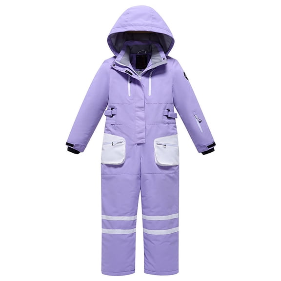 CAIVO Boys All Season Insulated Snowsuit Jumpsuit Skiing Outdoor Winter Activities Thermal Windproof Soft Kids Romper Soft Onesie Bodysuits Long Sleeve Hood One-Pieces