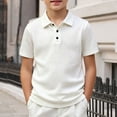 thumbnail image 1 of CAIVO Boys Short Sleeve Polo Shirt Summer Solid Color Tops With Collar For Casual Daily Wear Blouses For Kids , White, 1 of 4
