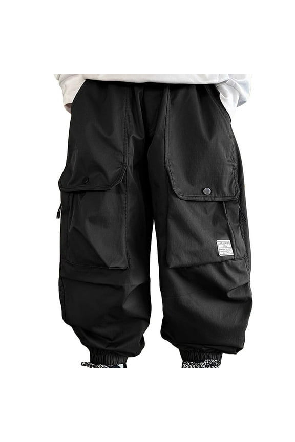 Boys Vintage Fashion With Pockets Cargo Pants Slacks Trousers Solid Color Streetwear Slacks Trousers Boho Toddler Child Daily Wear