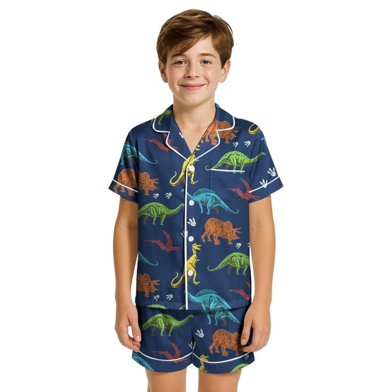 CAIVO Child Boys Outfit Sets Short Sleeve Shirt And Shorts 2 Piece Kids Comfortable Casual Home Elastic Waist Soft Fabric Trendy Clothes Sets