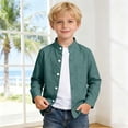 thumbnail image 1 of CAIVO Child Boys Shirt Solid Color Long Sleeve Toddler Kids Gentleman Lapel Stand Collar Tops Blouses For Child , Dark Green, 1 of 5