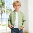 thumbnail image 1 of CAIVO Child Boys Shirt Solid Color Long Sleeve Toddler Kids Gentleman Lapel Stand Collar Tops Blouses For Child , Light Green, 1 of 5