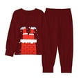 thumbnail image 1 of CAIVO Child Christmas Kids Outfit Sets Cozy Holiday Santa Print Girls Festive Family Cartoon Long Sleeve O-Neck Shirts Tops Pants Soft Two Piece Outfit Sets 5-6 Years, 1 of 8