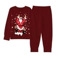thumbnail image 1 of CAIVO Child Christmas Kids Outfit Sets Cozy Holiday Santa Print Girls Festive Family Cartoon Long Sleeve O-Neck Shirts Tops Pants Soft Two Piece Outfit Sets 3-4 Years, 1 of 8