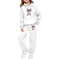 thumbnail image 1 of CAIVO Child Girls Animal Print Long Sleeve Hooded Sweatshirt And Jogger Pants Bowknot Two Piece Outfit Sets Toddler Kids Versatile Clothes Sets, 1 of 6
