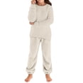 thumbnail image 1 of CAIVO Child Girls Autumn Winter Knitwear Cozy Loose Fit Long Sleeve Pullover O-Neck Sweater And Pants Outfit Sets Toddlers Kids Versatile Clothing Sets, 1 of 5