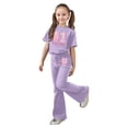 thumbnail image 1 of CAIVO Child Girls Casual Fashion Outfit Sets Bowknot O-Neck Short Sleeve T-Shirts Tops And Long Pants Playwear Comfy Daily Wear Toddler Kids Two Piece Classic Clothes Sets, 1 of 5