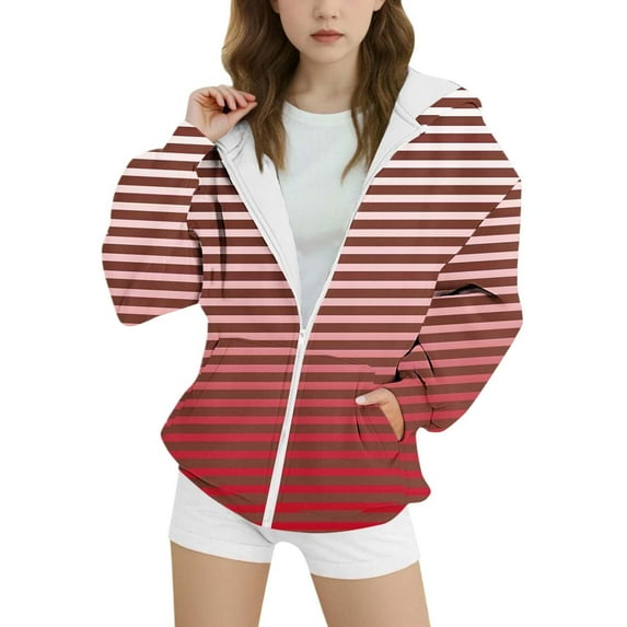 CAIVO Child Girls Hooded Jacket Lined Outerwear Zip Up Coats For Toddler Youth Lightweight Windproof Spring Fall Casual Jackets Birthday Wear