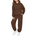 thumbnail image 1 of CAIVO Child Girls Long Sleeve Tops Pants Hooded Jogger Outfits Tracksuits Sweatsuit Casual Two Piece Outfit Sets Soft Comfy Athletic Outfit Sets Toddler Youth Kids Playwear 2-3 Years, 1 of 4