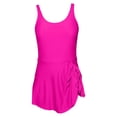 thumbnail image 1 of CAIVO Child Girls One-Piece Swimsuit Adjustable Strap Scoop Neck Ruffle Kids Sleeveless Swim Dress Pure Color Beach Vacation Swimwear, 1 of 4