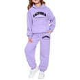 thumbnail image 1 of CAIVO Child Girls Outfit Sets Tracksuits Sweatsuit Long Sleeve Tops Pants Hoodie And Sweatshirt Letter Print Casual Wear Outdoor Activities 11-12 Years, 1 of 4