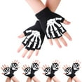 thumbnail image 1 of CAIVO Child Gloves 5 Pairs Kids Skeleton Warm Glow in The Dark Fingerless Knitted Gloves Mitten For Snowboarding Sledding, 1 of 9