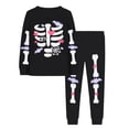 thumbnail image 1 of CAIVO Child Halloween Glow In The Dark Print Boys 2 Piece Pajama Set With Crewneck Long Sleeve Tops And Full Length Pants For Home Wear, 1 of 5