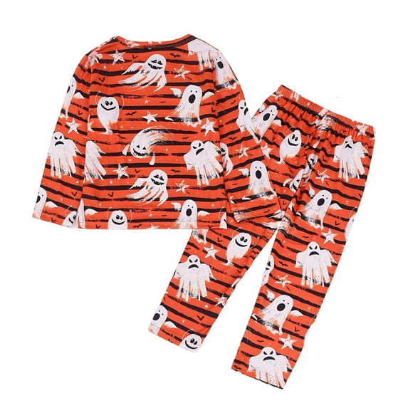 CAIVO Child Halloween Print Boy's 2 Piece Pajama Set O-Neck Long Sleeve Tops And Pants Sleepwear For Boys Comfortable Halloween Nightwear