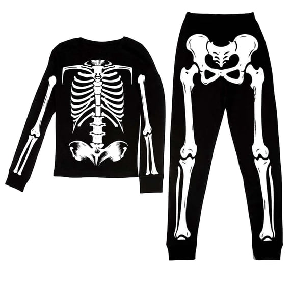 CAIVO Child Halloween Print Girls 2 Piece Pajama Set O-Neck Long Sleeve Tops And Pants Sleepwear Cozy Night Pjs For Little Kids