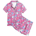 thumbnail image 1 of CAIVO Child Little Baby Girls Boys Outfit Sets Satin Silk Kids Lapel Short Sleeve Summer Shirt Tops + Shorts 2 Piece Button Down Classic Home Adorable Clothes Sets, 1 of 4