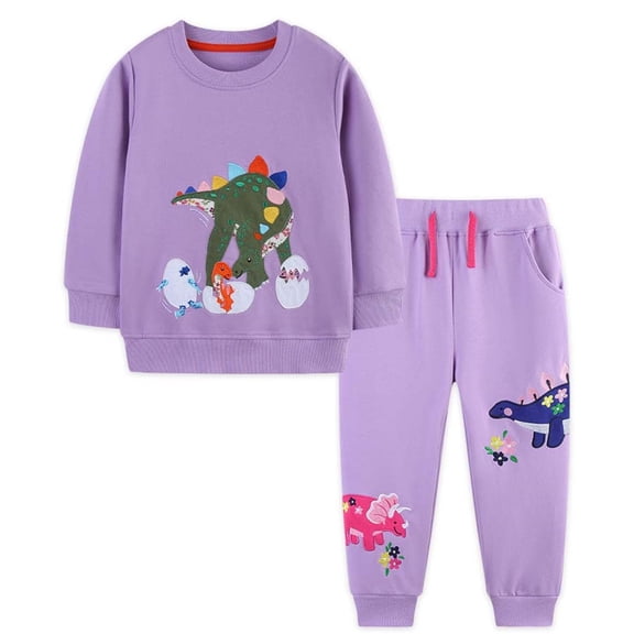 CAIVO Child Long Sleeve Tops Pants Adorable Dinosaur Embroidered Kids Sportswear Two Piece Boys Play And Casual Wear 115