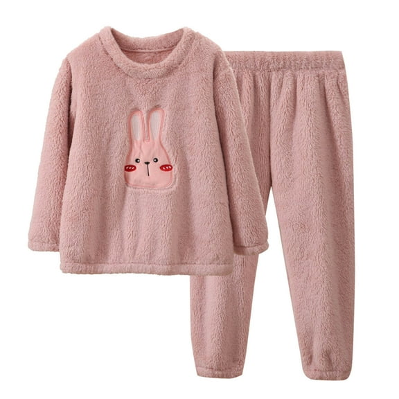 CAIVO Child Long Sleeve Tops Pants Cozy Girls Outfit Robes Kids Cartoon Outfit Set Autumn Winter Warm Loungwear Daily Relaxation 6-7 Years