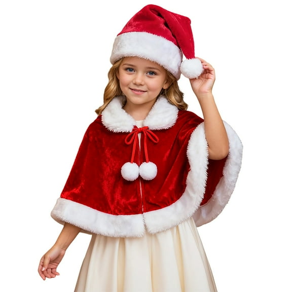 CAIVO Child Long Sleeve Tops Pants Elegant Girls Performance Cape Dress Up Play Cloak Holiday Parties One Size