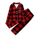 thumbnail image 1 of CAIVO Children Christmas Printed Button Down Lapel Long Sleeve Tops And Pants 2 Piece Pajama Sets Loungewear, 1 of 3